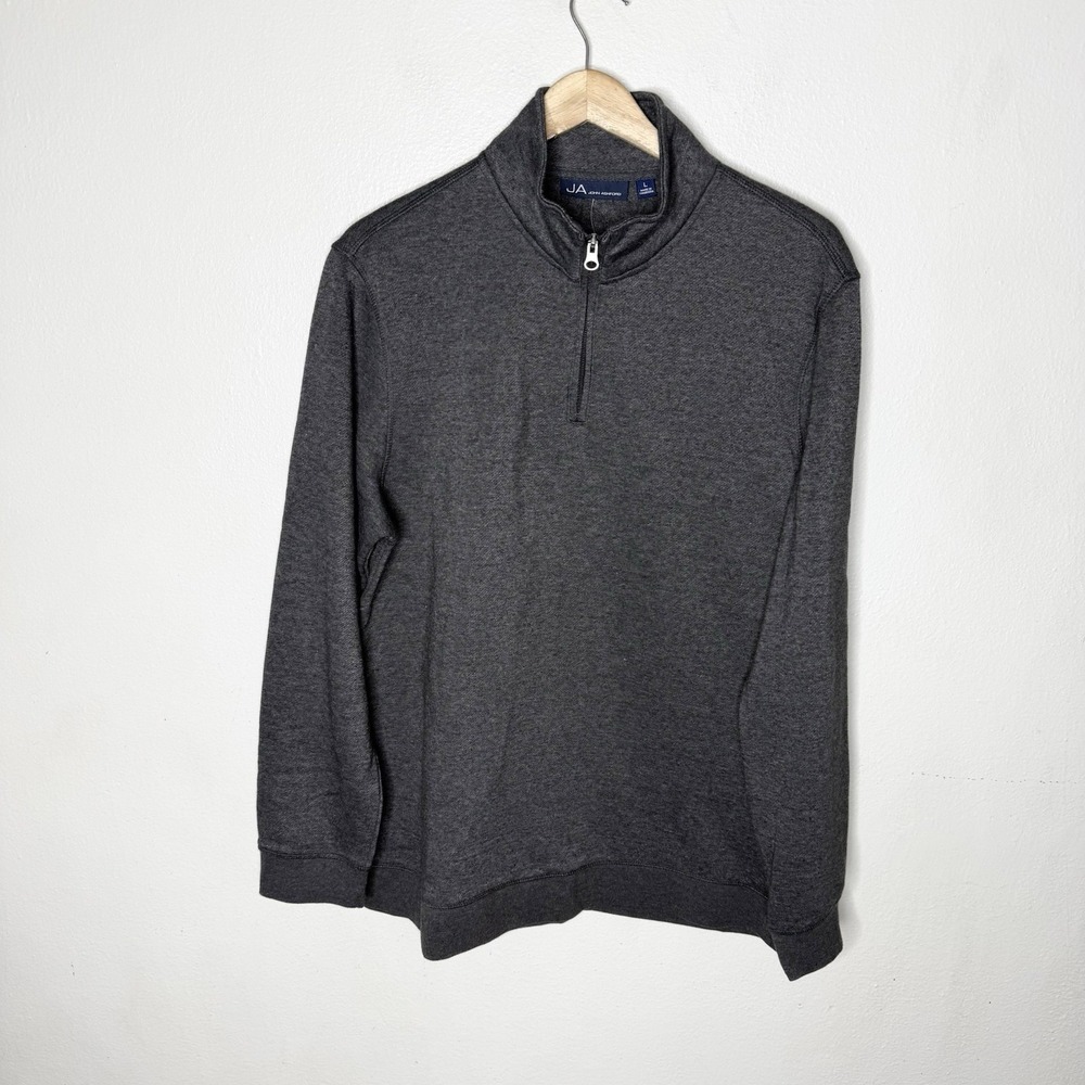 New John Ashford‎ Quarter Zip Cindersmoke Gray Pullover Sweater Men's Large